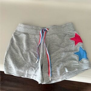 P.J. Salvage Gray Lounge Shorts with Pink & Blue Star Accents